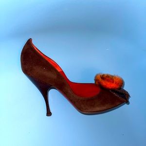 Brand New amazing suede/fur/snake pump 39 Paciotti